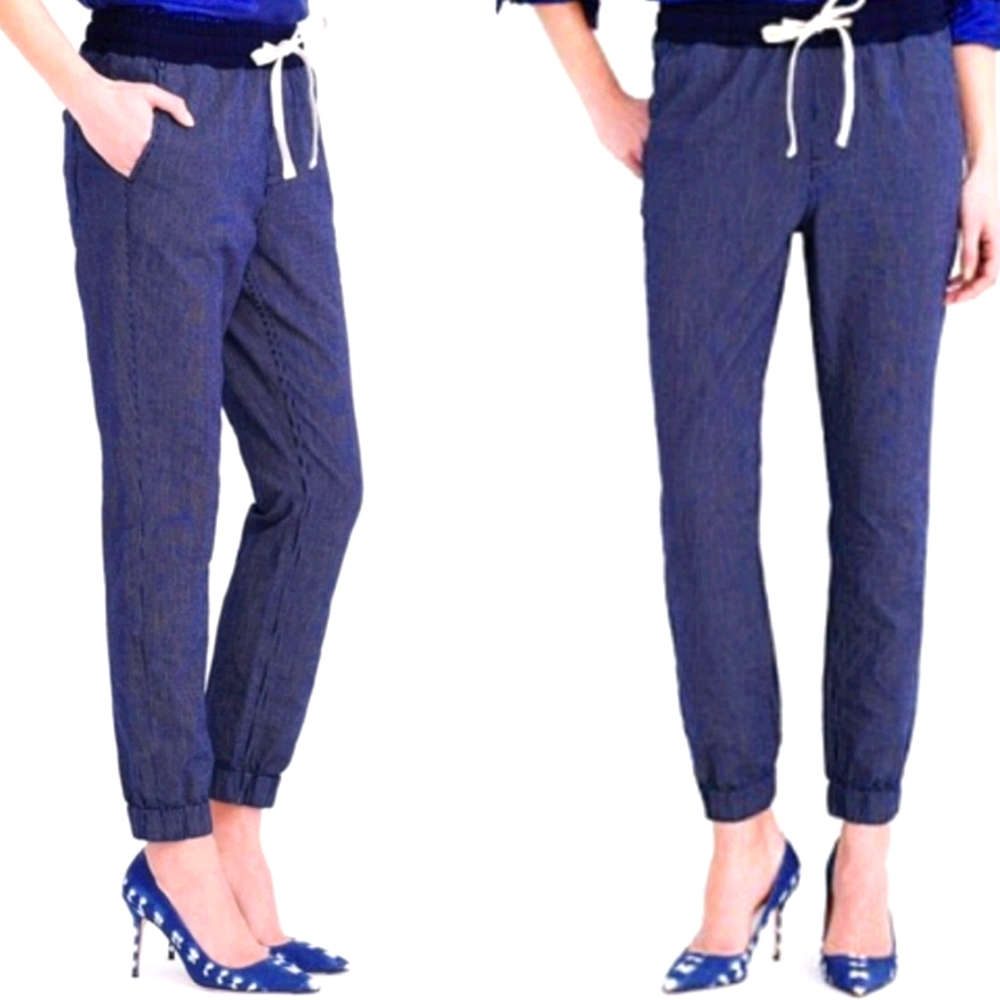J Crew Sideline Jogger Indigo Stripe Denim - XS